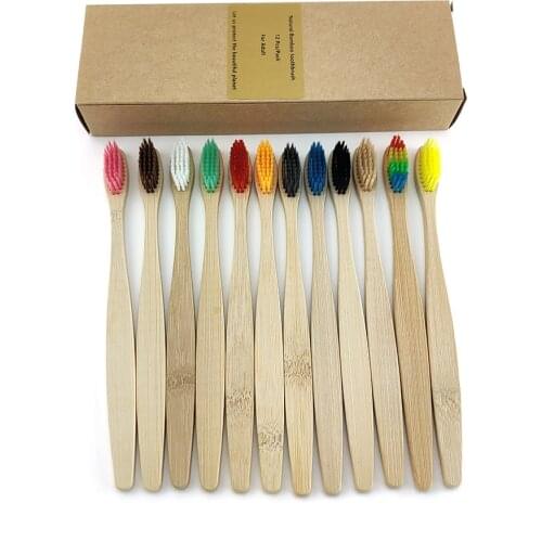 Eco-friendly retro natural bamboo wood material brush handle toothbrush, bamboo charcoal soft bristles, clean teeth single box