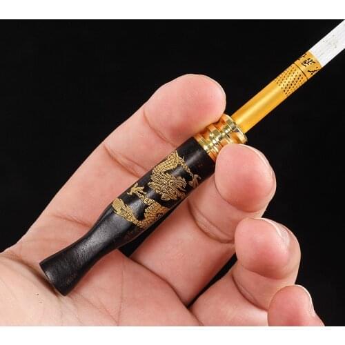 1 Pcs Clean Type Pipes Filter Ebony Carving Dragon Smoking Pipes Creative Tobacco Pipe Smoke Mouthpiece Cigarette Holder