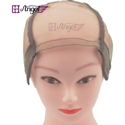 1pc size M 4"*4" U Part Front Lace Net Lace Front Wig Caps Stretch Swiss Lace Weaving Cap Adjustable Straps for Making Wigs
