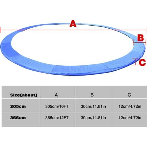 10-12 feet PVC Round Trampoline Replacement Safety Pad Spring Cover Long Lasting Trampoline Pad Edge Protection Cover 3.05-3.66M
