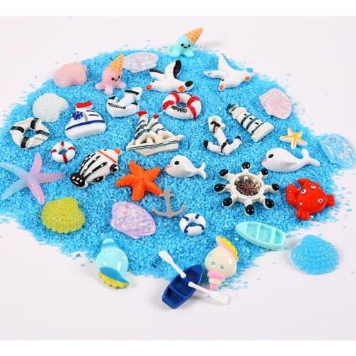 10pcs/lot Cartoon Ocean Style Resin Accessories Kid Hair Decorative Supplies DIY Flat Back Planar Material Hand Art Craft