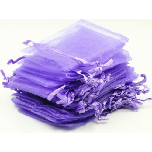 100pcs/lot Wholesale Organza Bags 9x12 cm Wedding Pouches Jewelry Packaging Bags Nice Gift Bag Purple