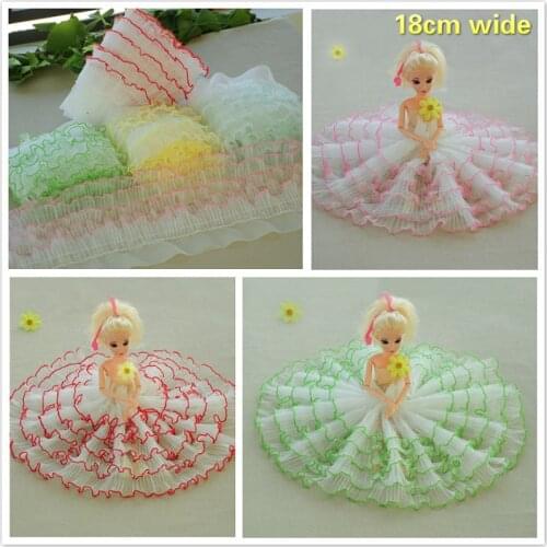 5 Layer Pleated Organ Tulle Color Side Lace Fabric DIY Clothing Leader Skirt Wedding Fast Sewing Home Textile Toy Clothes Trim