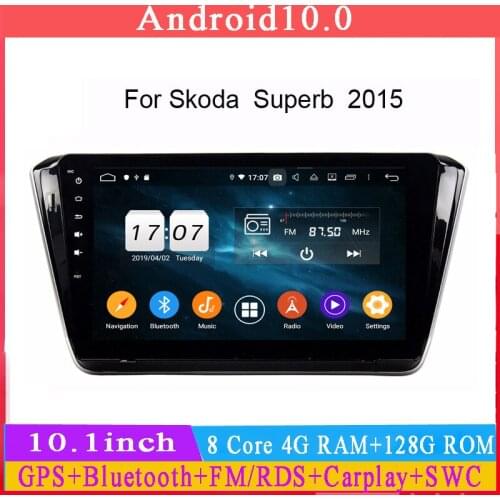 1 din 10.1"android 10 octa core car dvd player radio for skoda superb 2015 car gps stereo with gps navigation wifi 4+64G RAM