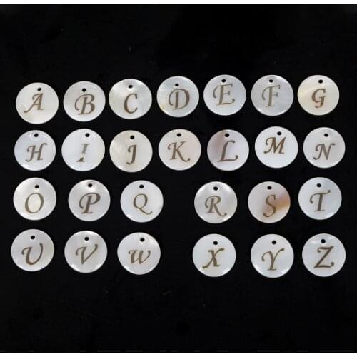 10pcs Natural Round White Letter Shell Beads Loose Spacer Beads Charms Pendant For Jewelry Making Diy Necklace Accessories