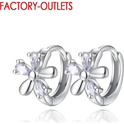 Fast Shipping Wedding Earrings For Women With Shinning Flower Crystal 925 Silver Hoop Earring For Girlfriend Gift Factory Price