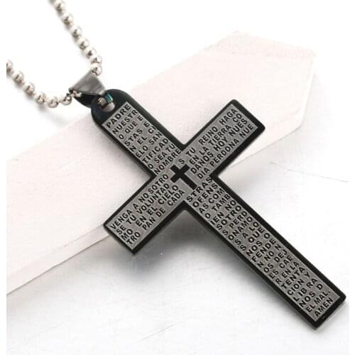 Black Stainless Steel Cross Pendant Necklace Cross Christian Jewelry