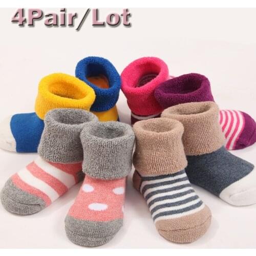 100% Cotton 4Pair Infant Baby Children Socks Suitable 0M-3Year Infant Newborn Sock Four Kind Color Style Kid Childrens Clothing