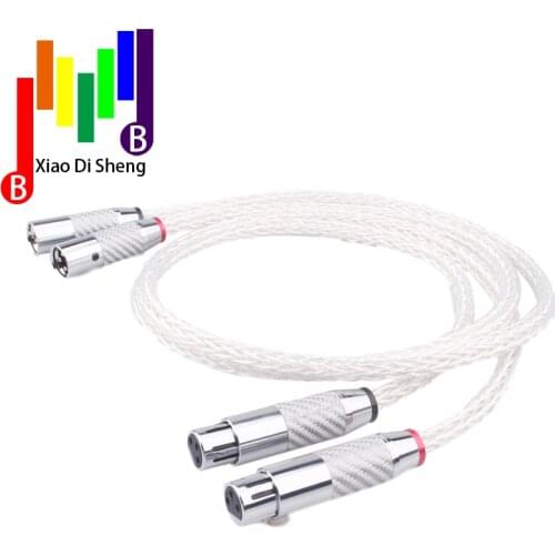 Hi-End 8AG Silver Plated OCC 16 Strands Audio Cable With Carbon Fiber 3pins XLR Balanced ,xlr connector,audio Signal Microphon