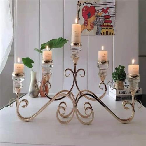 New Crystal Candlestick Decoration Acrylic 3/5 Head Metal Candle Holder Wedding Decoration Festival Party Supplies