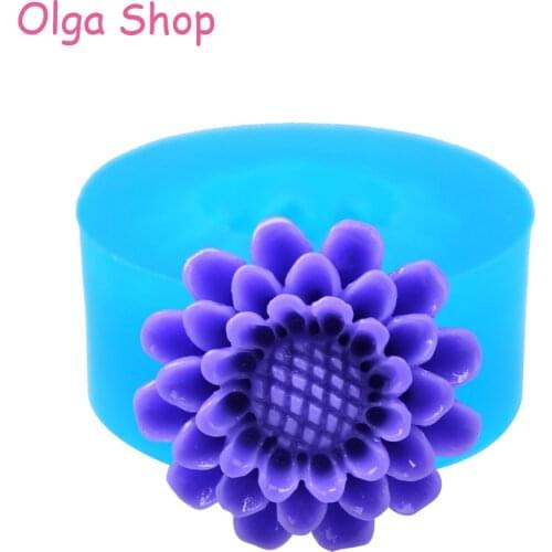 HYL340 20.8mm Sunflower Silicone Push Mold - Flower Mold Fondant Sugarcraft, Jewelry, Cabochon Candy, Chocolate, Resin Clay