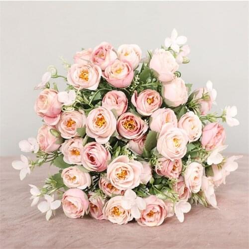 Rose Artificial Flowers Plants Wedding Decoration Brade Bouquet Flowers Fake Plants Living Room Garden Home Decor Arrangement