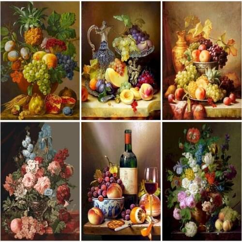 GATYZTORY Painting By Numbers Scenery DIY Oil Paint By Numbers On Canvas Still life fruit 60x75cm Frameless Draw Numbers Wall Ar