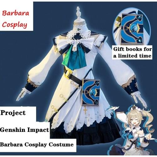 Cosplay Genshin Impact 2020 New Game Project Cosplay Costume for Woman Barbara Prop Dress Christmas Anime Accessories Set PCS-10