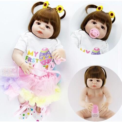 Bebes reborn real princess girl doll gift 23"57cm full vinyl silicone reborn baby doll toys for children gift bonecas