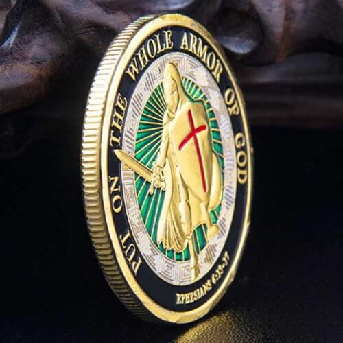Hot Sales 1PCS Put on The Whole Armor of God Commemorative Challenge Coin Gold Coins Collection Gift Coins Collectibles