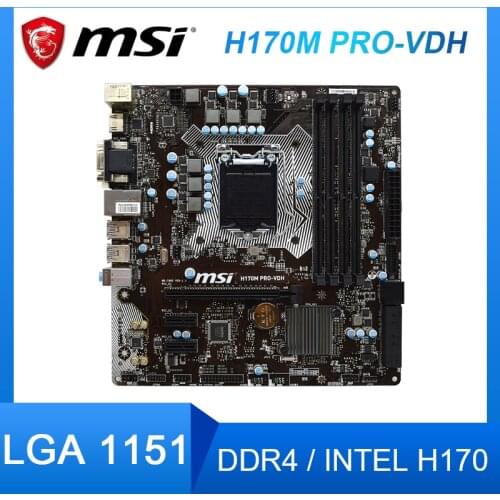 For MSI H170M PRO-VDH Original Motherboard DDR4 LGA 1151 Intel H170 H170M DVI USB3.0 PCI-E X16 3.0 Used Desktop Motherboard