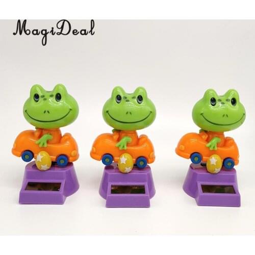Cartoon Solar Powered Frog Driver Animal Figurine - Dancing Swing Model Kids Educational Toy Car Desk & Festival Decor