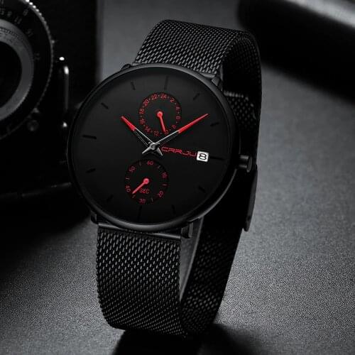 Mens Watches CRRJU Mens Stainless Steel Watches Unique Casual Quartz Watch for Men Sport Waterproof Clock Relogio Masculino