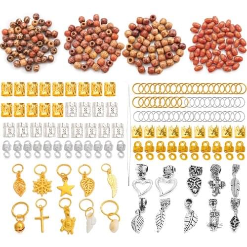 Set Hair Braid Dreadlock Beads Cuffs Clips Braid Spiral Braid Hair Extension for Accessories Hair Ring Mixing Jewelry Findings