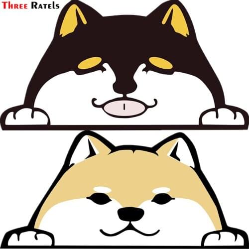 Three Ratels FC622 SHIBA INU BLACK DOG PEEKING for windshield sticker car gadget auto decoration funny fridge decal
