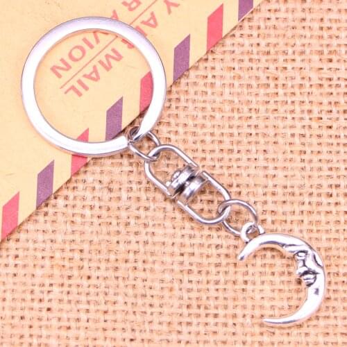 New Fashion Keychain 21x15mm moon face Pendants DIY Men Jewelry Car Key Chain Ring Holder Souvenir For Gift