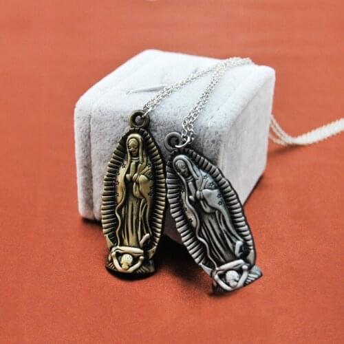 Virgin Mary Choker Necklaces For Women Vintage Gold Color Jesus Cross Pendant Necklace Men Prayer Christian Jewelry Gift