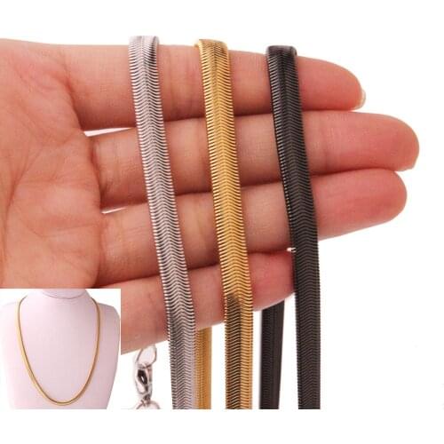 6mm Mens Woman Necklace On The Neck High Quality Stainless Steel Jewelry Accessories Snake Fishbone Chain Choker Wholesale Gift