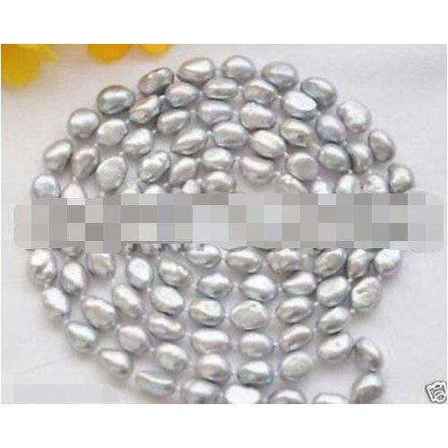 New 51" 8-9MM SILVER GRAY Freshwater Baroque PEARL NECKLACE