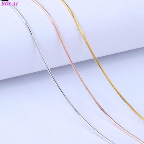 BOCAI S925 Sterling Silver Necklace 2020 New Fashion Simple Snake Bone Chain 925 Pure Silver Jewelry Necklace For Women