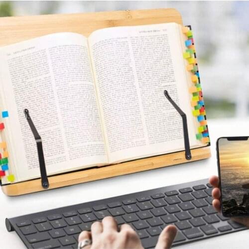 Hot Natural Bamboo Book Stand for Laptop Book Music Adjustable Reading Tablet Cook Home Study Room Fold Portable Book Stand