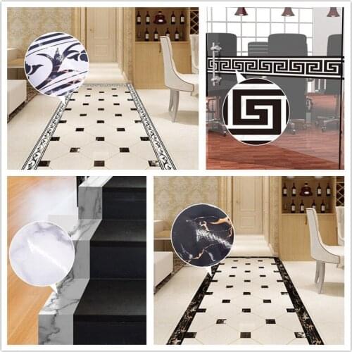 Self Adhesive Wallpaper Tile Wall Sticker Waterproof Border Skirting Line Sticker Wall Decals Home Decor for Kitchen Bathroom