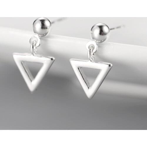 Fashion 3 Styles 925 Sterling Silver Earrings Circle Square Stud Earrings for Women Jewelry Gifts Sterling-silver-jewelry