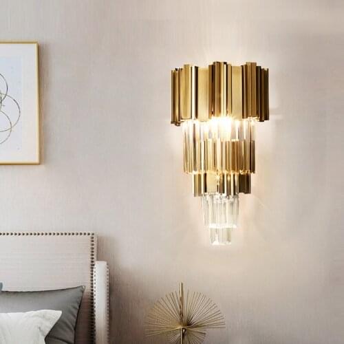 Nordic crystal personality creativity Light luxury bedroom living room bedside lamp modern minimalist aisle background wall lamp