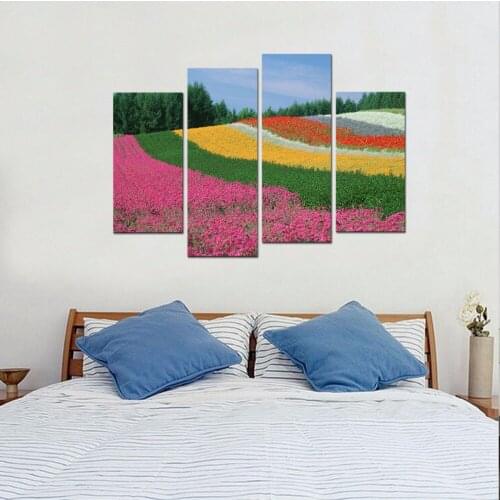 Modern Color Flower Tree And Blue Sky Canvas Prints Artwork Landscape Modular Picture on the Wall for Living Room Decor Unframed