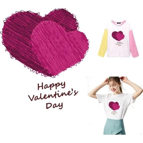 Thermo Stickers For clothes Badges Patches For Clothing Iron On Transfer fashion transfer Vinyl Stickers Stripes red heart patch