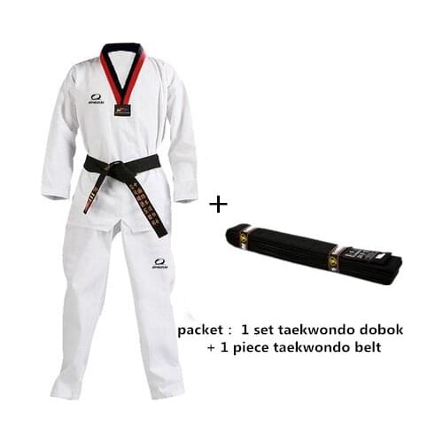 Adult & Child Taekwondo Uniform + Taekwondo Belt Taekwondo Dobok, Black-V, WTF Martial Art/Karate/Taekwondo Belt