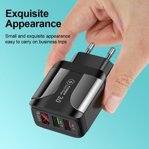 USB Charger Adapter QC 3.0 With LED Display 5V 2.1A Quick Charger Universal Power Adapter 5V Travel Wall Plug For Phone EU/US/UK