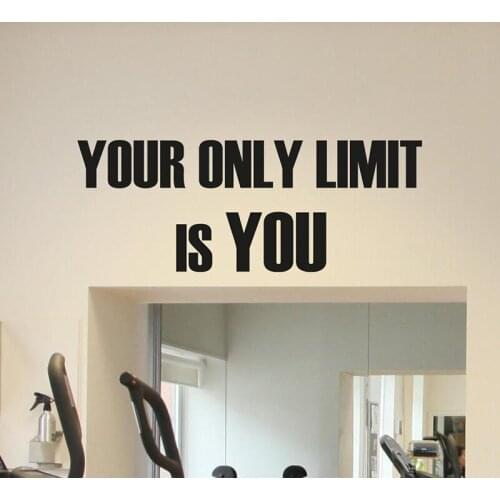 WJWY Your Only Limit Is You Wall Sticker Motivational Home Decor Fitness Wall Decal Gym Wall Decoration Art Murals