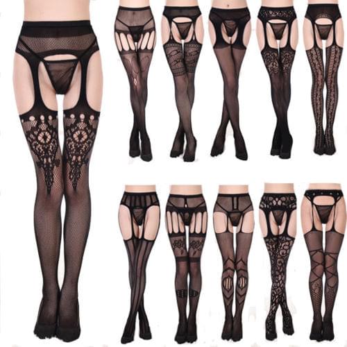 Women Lace Stockings Top Thigh-Highs Stockings Garter Belt Suspender Set Women Lingerie Pantyhose Sexy Garter Belt