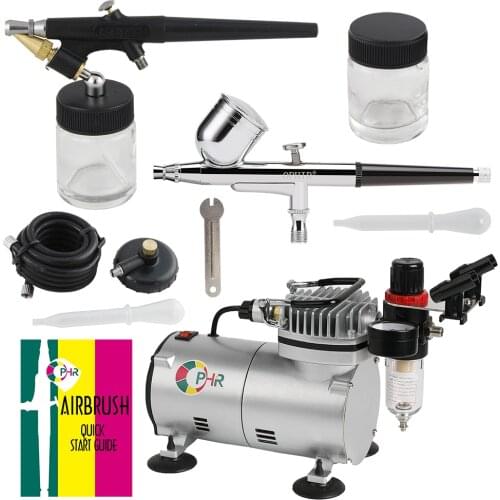 OPHIR 0.3mm 0.8mm Dual Action Airbrush Kit with PRO Air Compressor for Cake Decorating Car Paint Temporary Tattoo_AC089+004+071