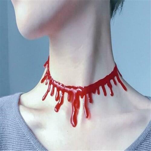 1pcs Gothic Style Red Blood Drip Necklace Fancy Dress Fun Joke Choker For Women Men Horror Party Jewerly Wholesale