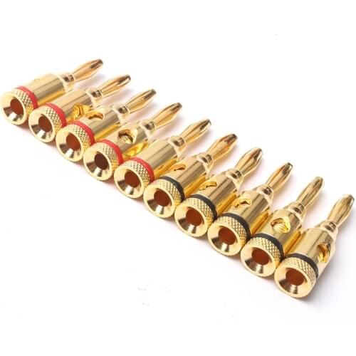 10PCS Connector Amplifier Terminal Binding Post Banana Speaker Plug Jack Gold Plated Copper 4mm Socket Connector
