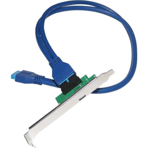 19pin USB header to USB 3.1 Type-C Cable USB3.0 to USB-C Adapter Card with PCI-e Long Low profile Bracket