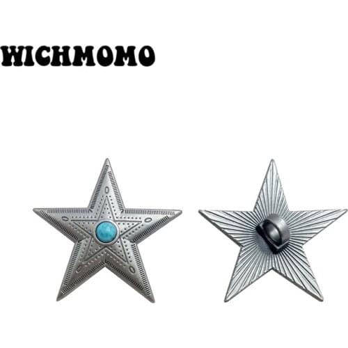 2pieces 40MM Zinc Alloy Star Shape Resin Stone Clothes Decorative Buttons Charms Pendants DIY Hair Jewelry Accessories