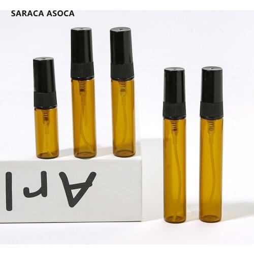 5ml Transparent Black Brown Glass Refillable Bottles 100pcs/lot Spray Clear Perfume Bottles Wholesale