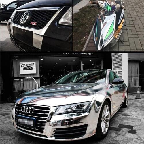 50x500cm Premium Stretchable Silver Chrome Vinyl Film Car Wrap Sticker Adhesive Vehicle Body Decal Wrapping