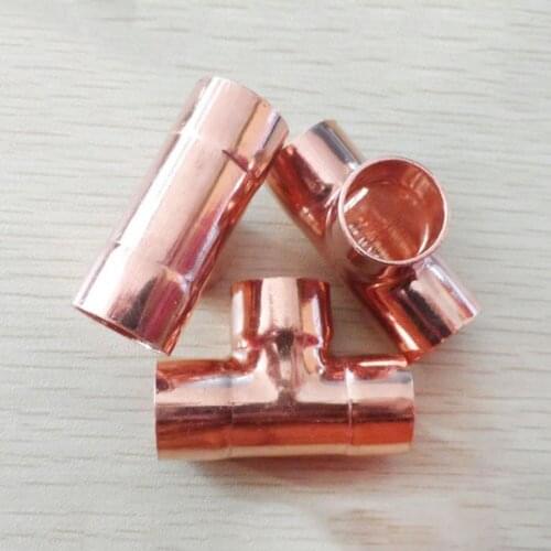 89mm Inner Dia x1.8mm Thickness Copper Equal Tee Socket Weld End Feed Coupler Plumbing Fitting Water Gas Oil