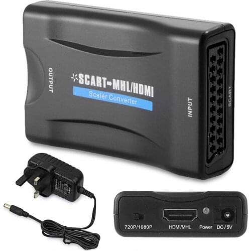 1080P SCART To HDMI-compatible Audio Video Converter Adapter for HD TV DVD Television Signal Converter HD Receiver