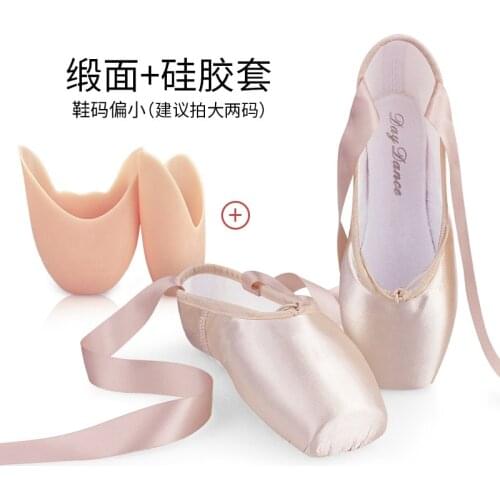 Girls Ballerina Ballet Pointe Shoes Pink Red Women Satin Canvas Ballet Shoes For Dancing